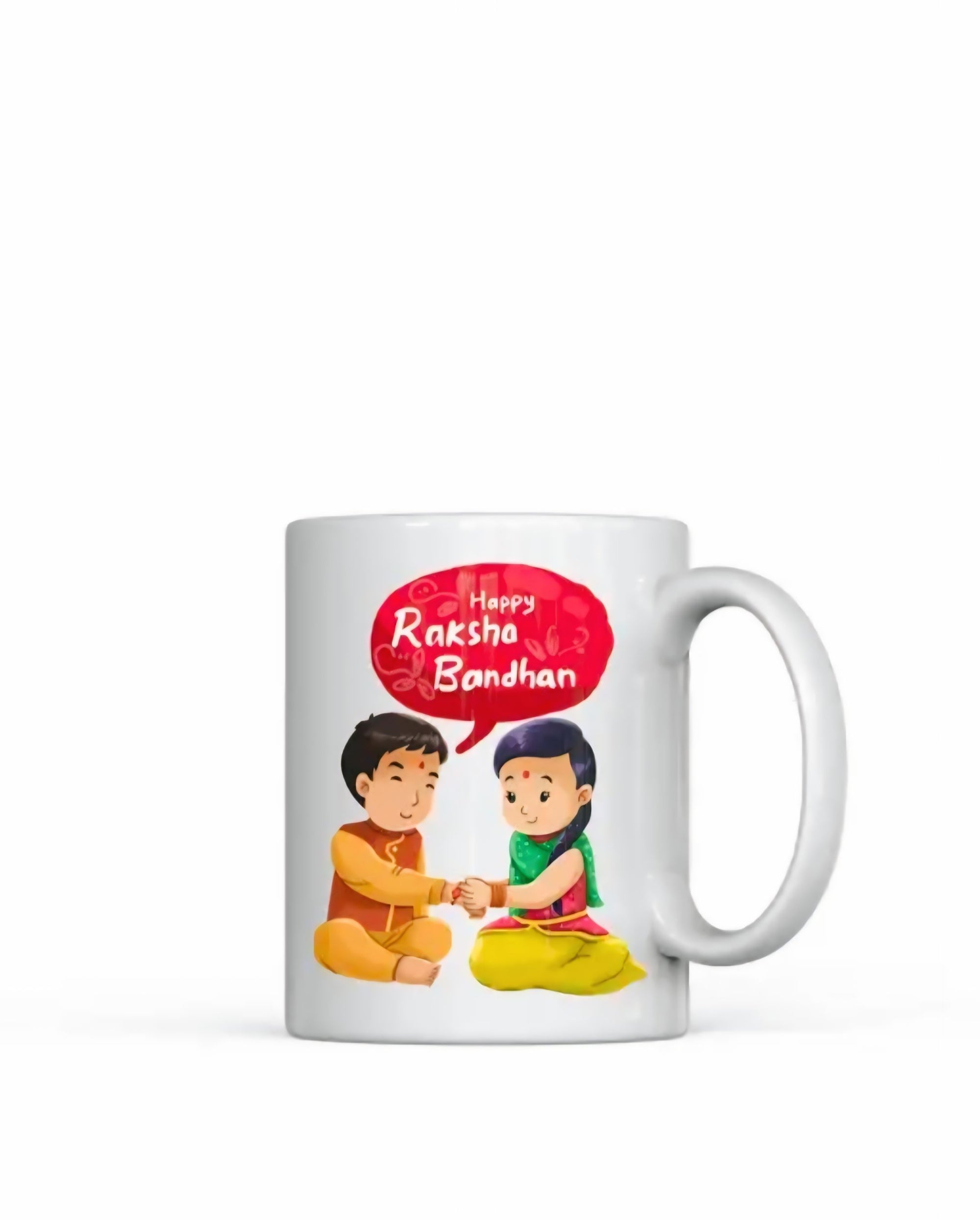 Rakhi Gift Combo – Designer Mug, Rakhi, Greeting Card & Roli Chawal Pack (4-in-1 Set)