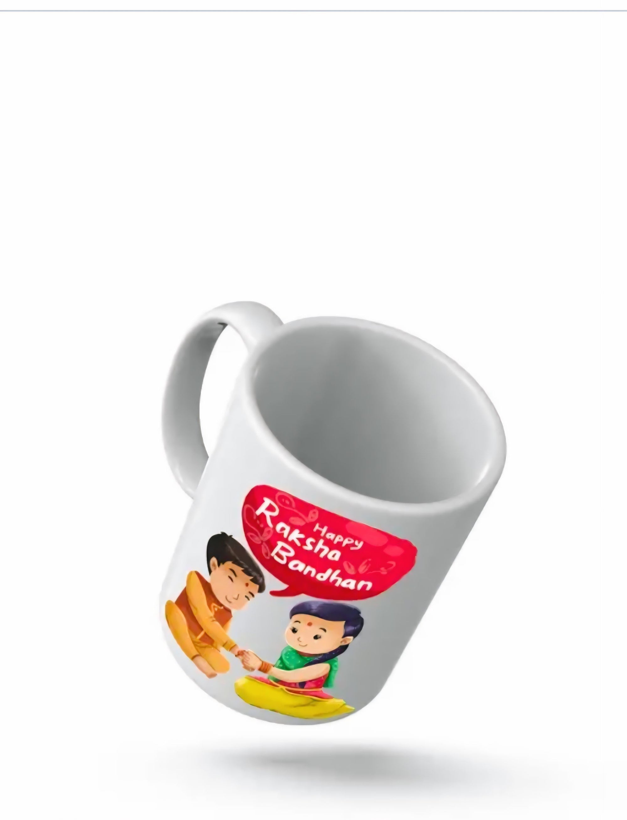 Rakhi Gift Combo – Designer Mug, Rakhi, Greeting Card & Roli Chawal Pack (4-in-1 Set)